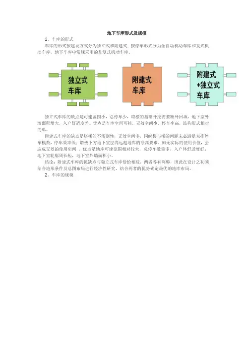 地下车库形式及规模