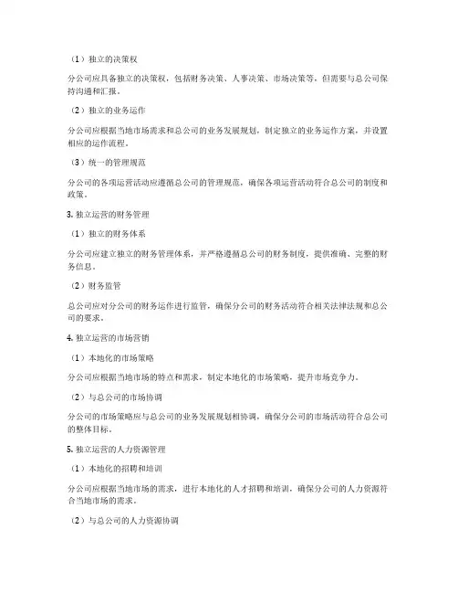 分公司独立运营方案