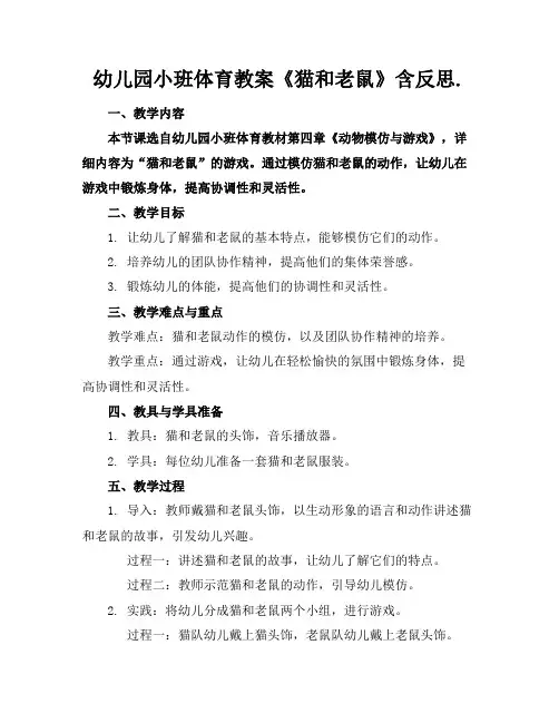 幼儿园小班体育教案《猫和老鼠》含反思.