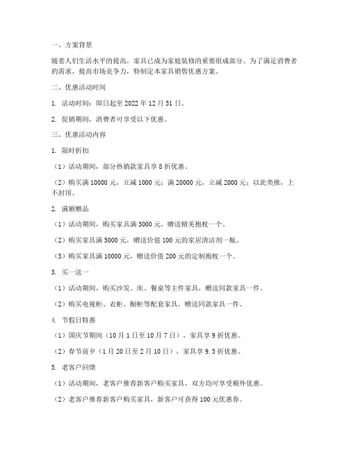家具销售优惠方案模板