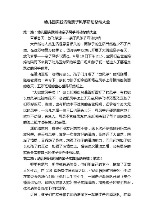幼儿园实践活动亲子风筝活动总结大全