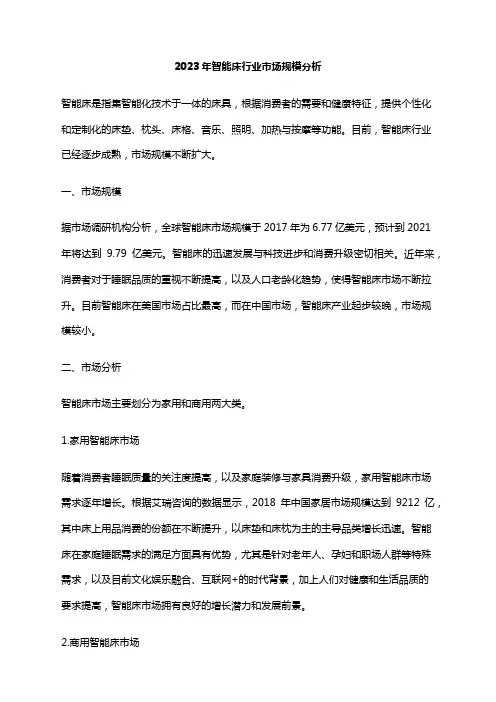2023年智能床行业市场规模分析