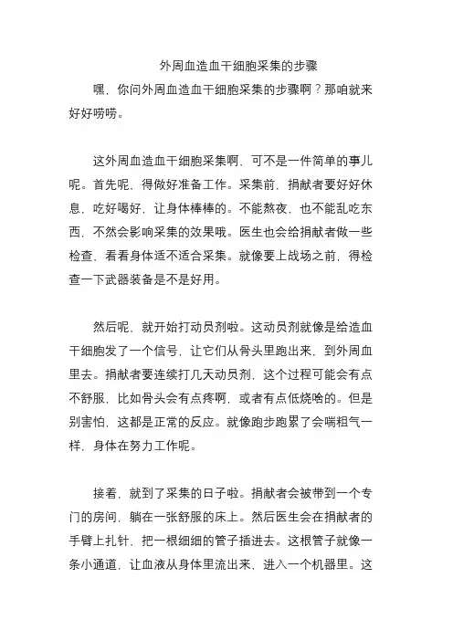 外周血造血干细胞采集的步骤