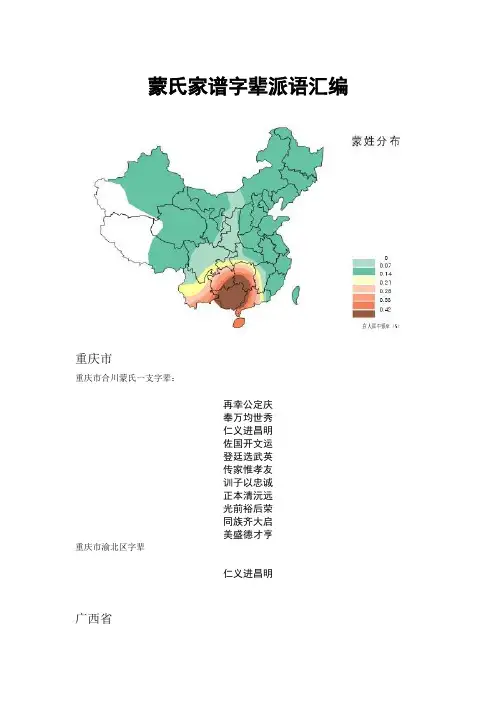 全国各省蒙氏辈分收集