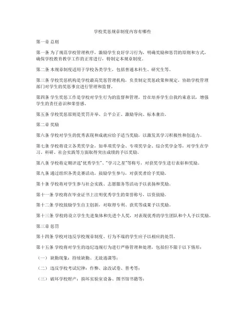 学校奖惩规章制度内容有哪些