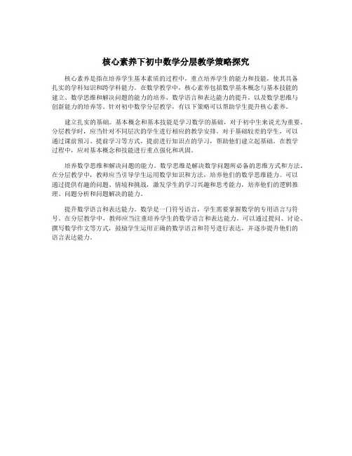 核心素养下初中数学分层教学策略探究