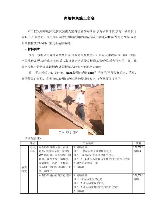 内墙抹灰工程附照片