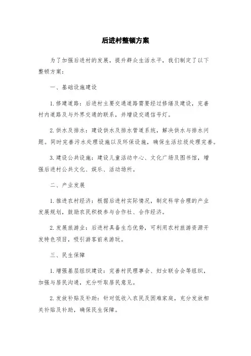 后进村整顿方案