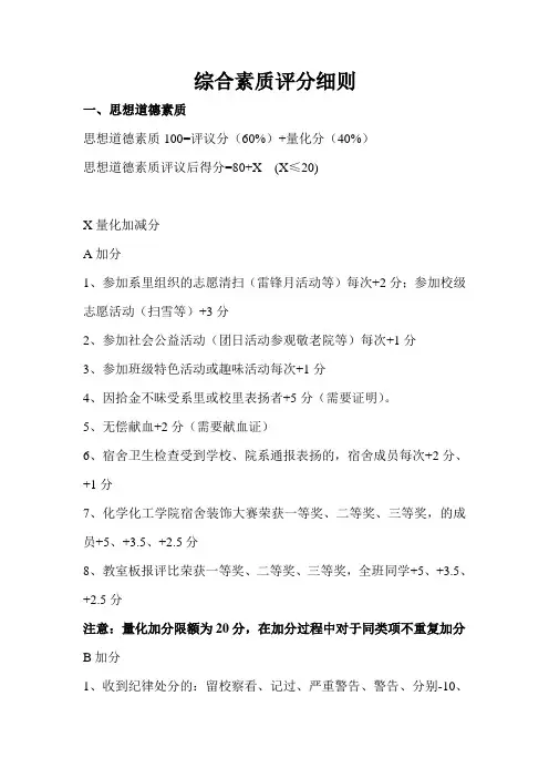 综合素质学分评分细节