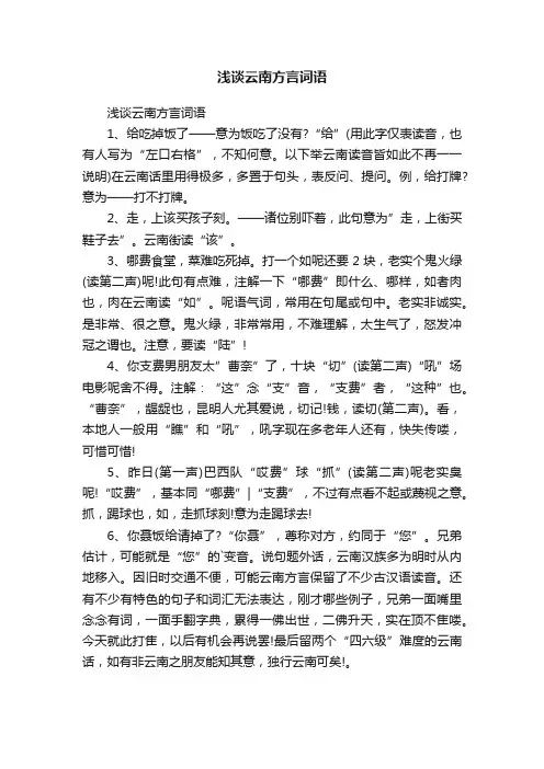 浅谈云南方言词语