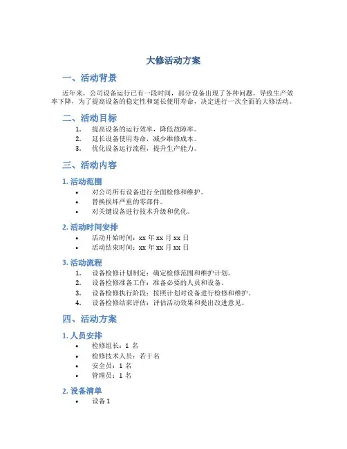 大修活动方案