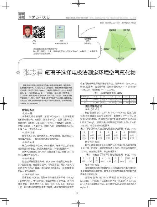 氟离子选择电极法测定环境空气氟化物