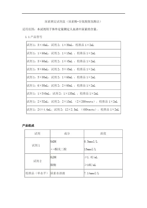 尿素测定试剂盒(尿素酶-谷氨酸脱氢酶法)产品技术要求baiding