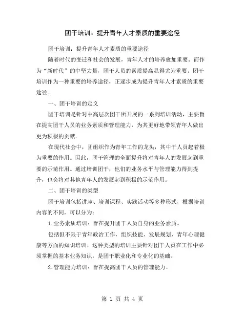 团干培训：提升青年人才素质的重要途径