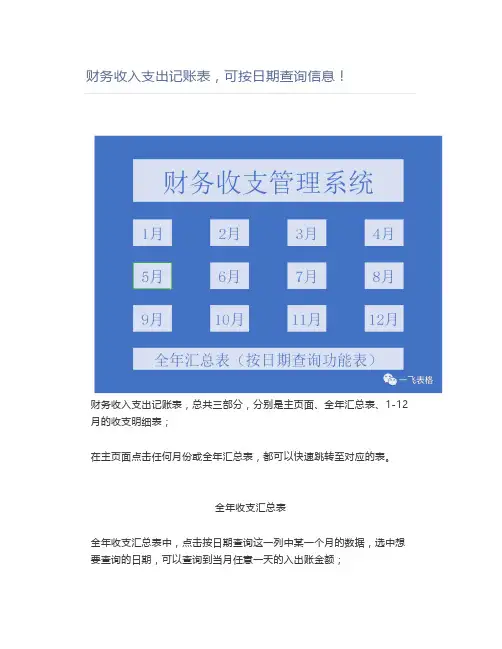 财务收入支出记账表,可按日期查询信息