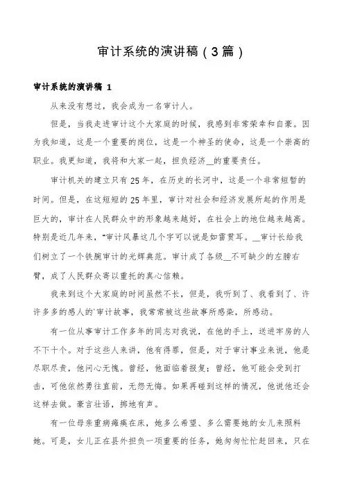 审计系统的演讲稿(3篇)