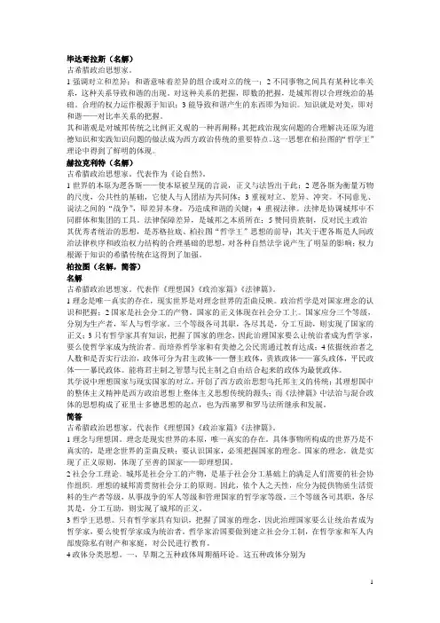 复旦大学政治学理论考研 政治学说史背诵笔记