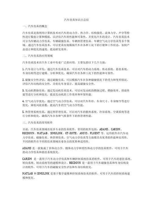 汽车仿真知识点总结