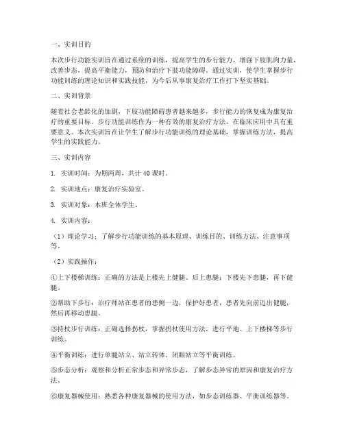 步行功能实训报告