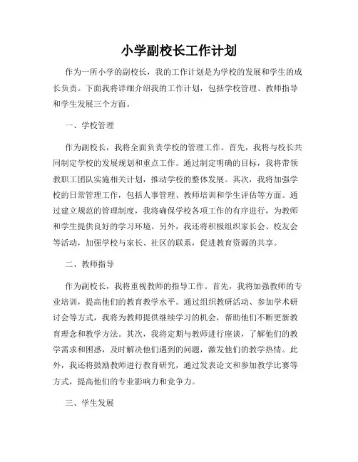 小学副校长工作计划