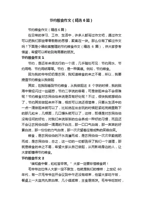 节约粮食作文（精选6篇）