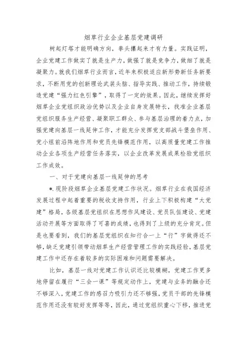 烟草行业企业基层党建调研