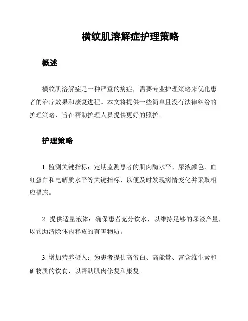 横纹肌溶解症护理策略