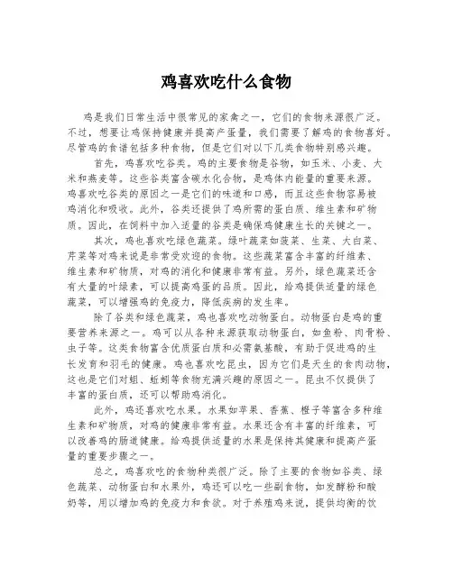 鸡喜欢吃什么食物