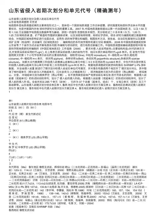 山东省侵入岩期次划分和单元代号（精确测年）
