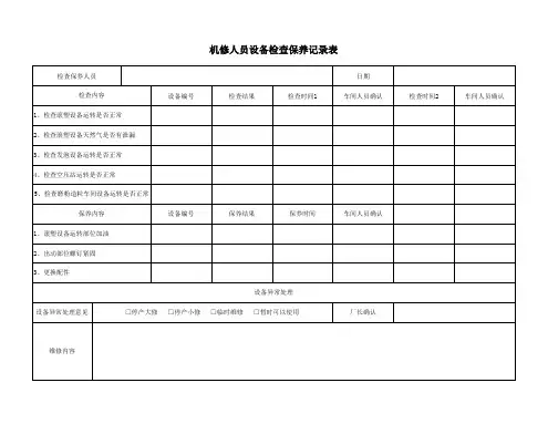 机修日常巡查记录表