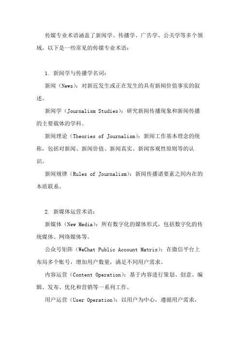 传媒专业术语大全