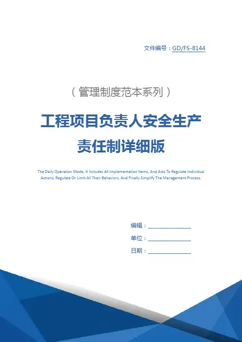 工程项目负责人安全生产责任制详细版