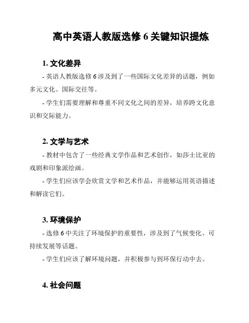 高中英语人教版选修6关键知识提炼
