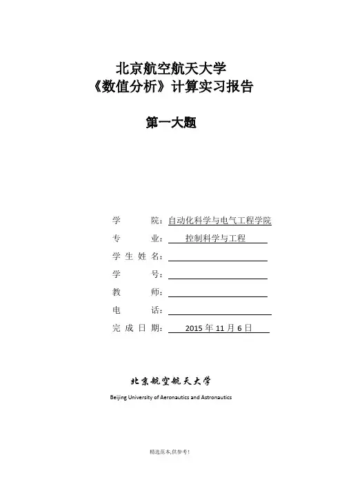 北航数值分析计算实习报告一