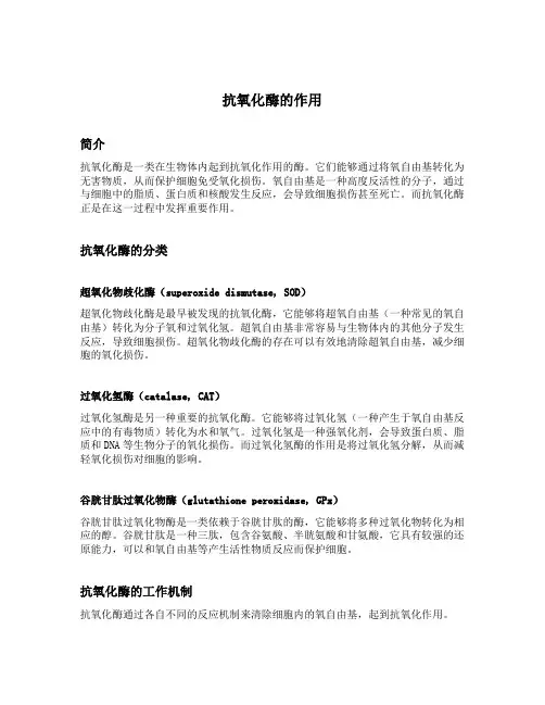 抗氧化酶的作用