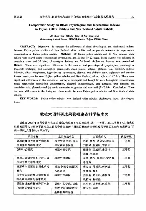 我校六项科研成果获福建省科学技术奖
