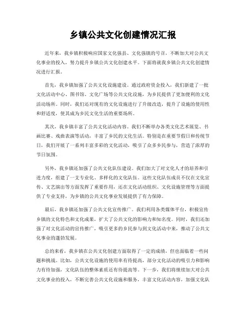 乡镇公共文化创建情况汇报