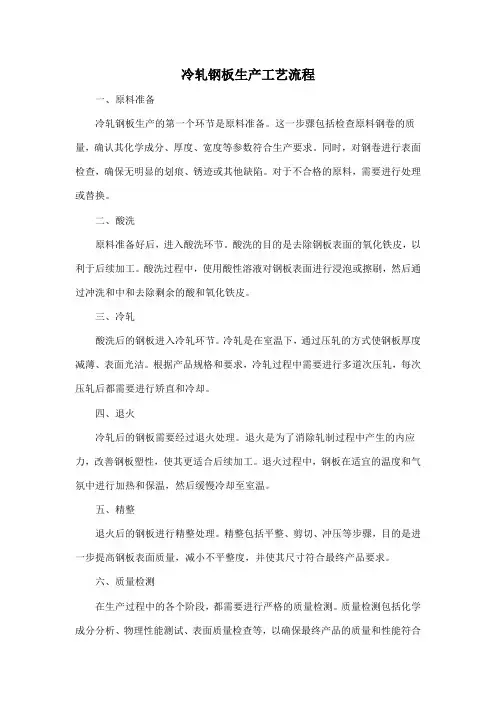 冷轧钢板生产工艺流程