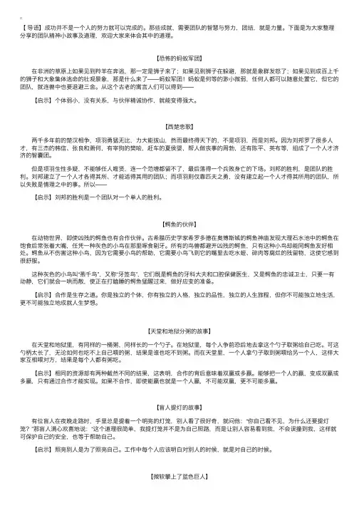 团队精神小故事及道理【六篇】