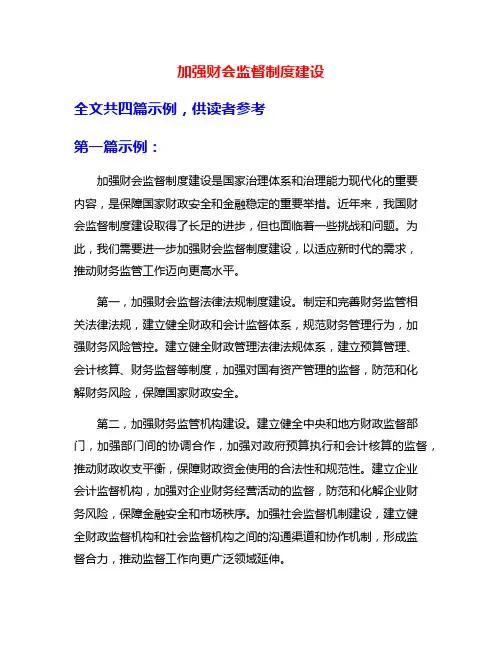 加强财会监督制度建设