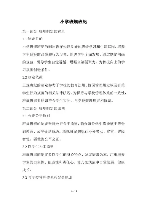 小学班规班纪(精选)