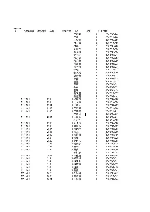 六年级体测模版