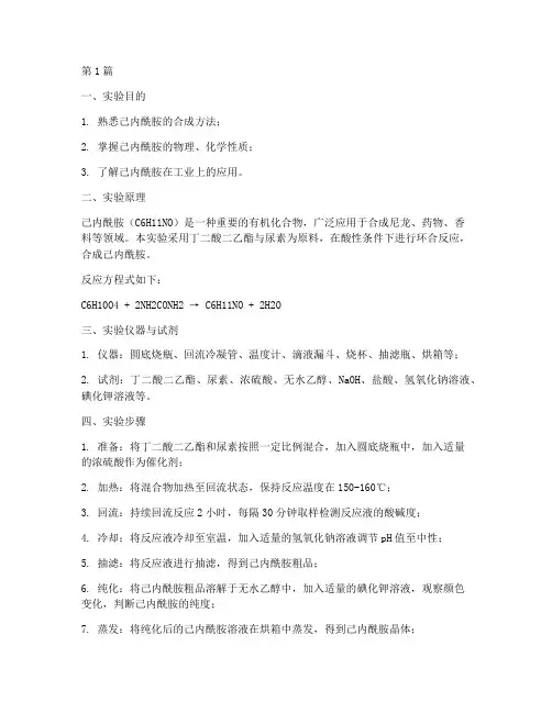 己内酰胺_实验报告(3篇)
