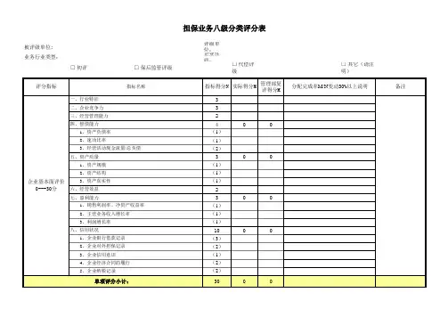 担保业务八级分类评分表