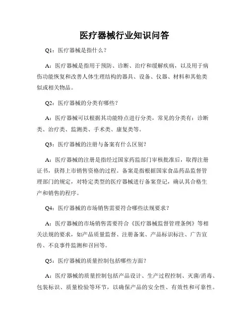 医疗器械行业知识问答
