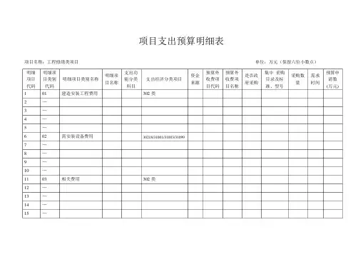 (项目管理)项目支出预算明细表