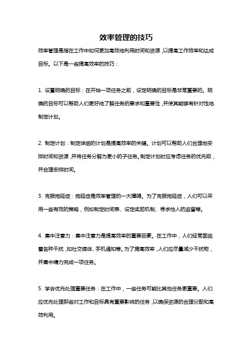 效率管理的技巧