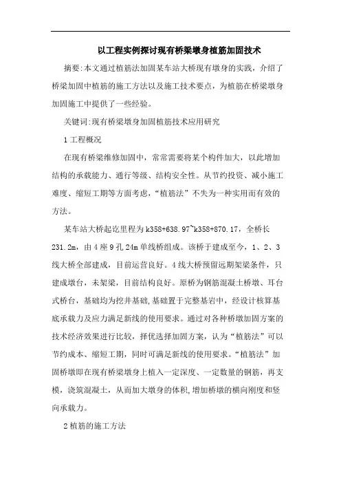 以工程实例现有桥梁墩身植筋加固技术