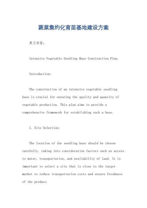 蔬菜集约化育苗基地建设方案