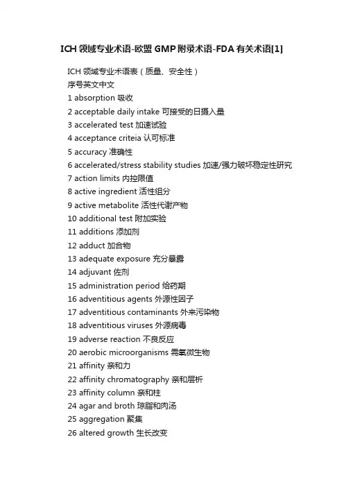 ICH领域专业术语-欧盟GMP附录术语-FDA有关术语[1]